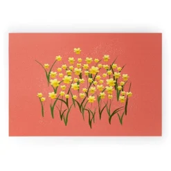 Joy Laforme Pansies In Gold And Coral Welcome Mat - Society6 -Deny Designs GUEST df60683e 8456 4627 822f 99a907783c8f