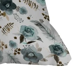 16"x16" Ninola Design Feathers And Flowers Romance Aqua Floral Square Throw Pillow Gold/Blue - Deny Designs 6 16"x16" Ninola Design Feathers And Flowers Romance Aqua Floral Square Throw Pillow Gold/Blue - Deny Designs -Deny Designs GUEST e13846c1 94f3 4e7a 93fa 84a8efc25a5d
