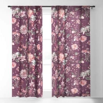 Ninola Design Romantic Bouquet Purple Single Panel Sheer Window Curtain - Deny Designs 3 Ninola Design Romantic Bouquet Purple Single Panel Sheer Window Curtain - Deny Designs
