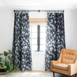 Ninola Design Watery Abstract Flowers Navy 84" X 50" Single Panel Blackout Window Curtain - Deny Designs -Deny Designs GUEST e899369f fa56 4dd5 9a23 ebdf32515e9b