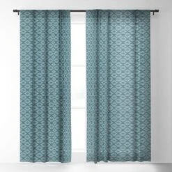 Heather Dutton Solstice Teal Single Panel Sheer Window Curtain 84" X 50" - Deny Designs