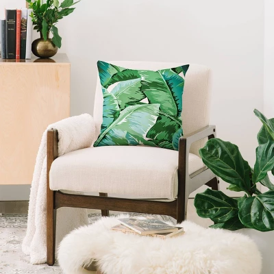 Gale Switzer Banana Leaf Grandeur Square Throw Pillow Green - Deny Designs 3 Gale Switzer Banana Leaf Grandeur Square Throw Pillow Green - Deny Designs