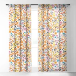 Marta Barragan Camarasa Flowery Meadow Colors Single Panel Sheer Window Curtain - Deny Designs