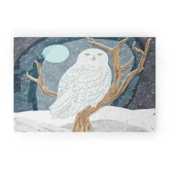 Sewzinski Snowy Owl At Night Welcome Mat - Society6 -Deny Designs GUEST f042eae7 c9ab 444d 95f3 7b27dff516ff