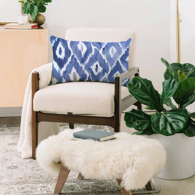 Natalie Baca Painterly Ikat In Indigo Lumbar Throw Pillow Blue - Deny Designs 3 Natalie Baca Painterly Ikat In Indigo Lumbar Throw Pillow Blue - Deny Designs
