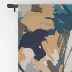 Ninola Design Artistic Texture Blue Gold 84" X 50" Single Panel Blackout Window Curtain - Deny Designs -Deny Designs GUEST fe72d6ef 45e0 41bb 87e4 9a233ffe4541